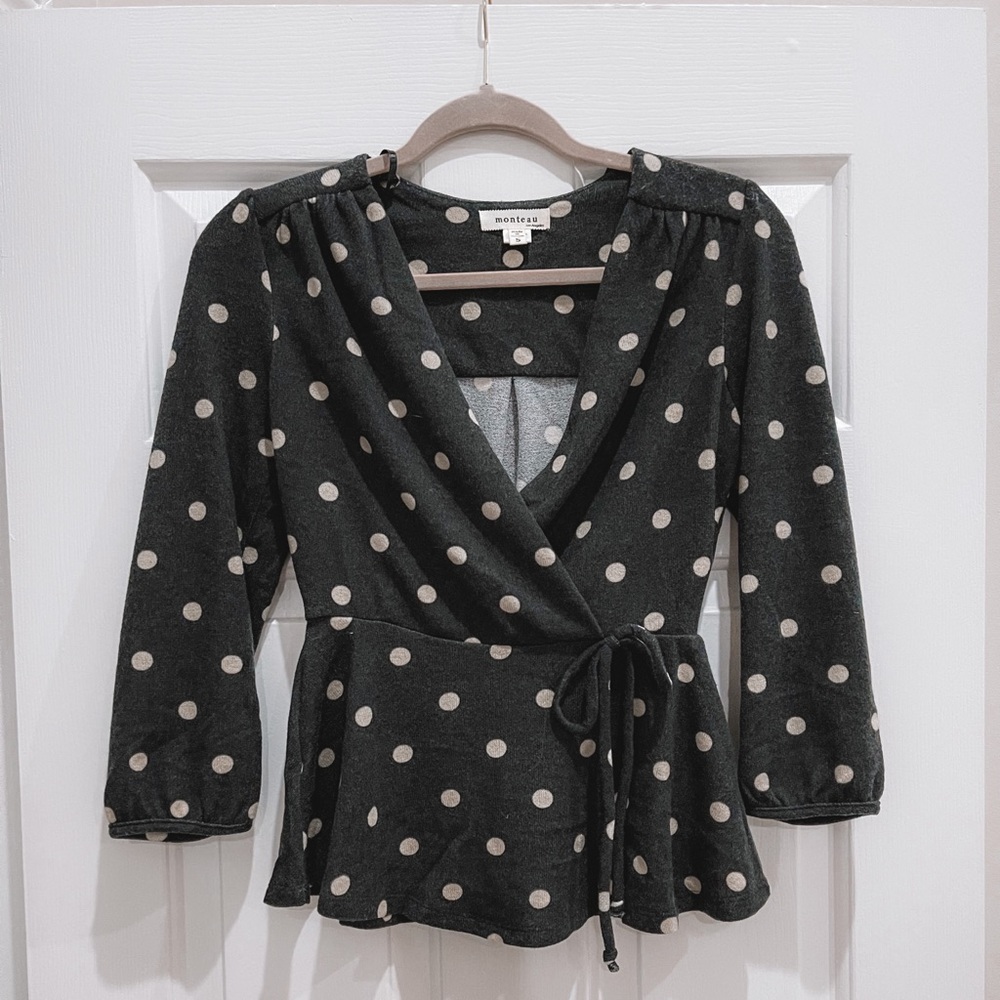 Blue/grey cotton blouse